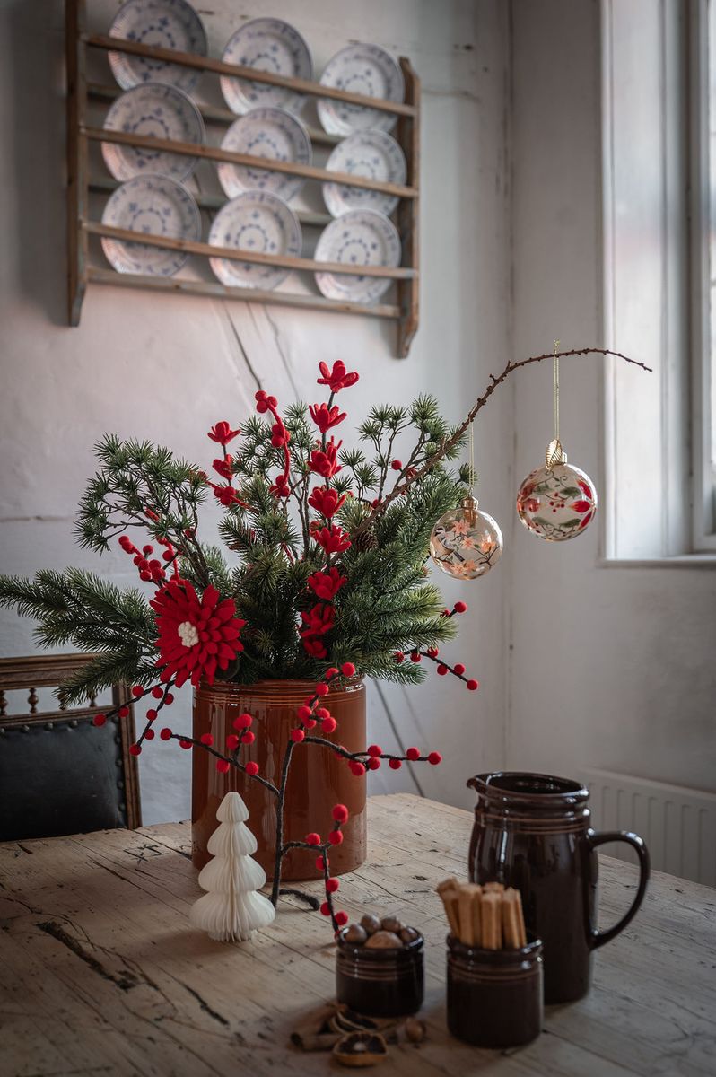 Ullfilt Stor Blomst, Rød