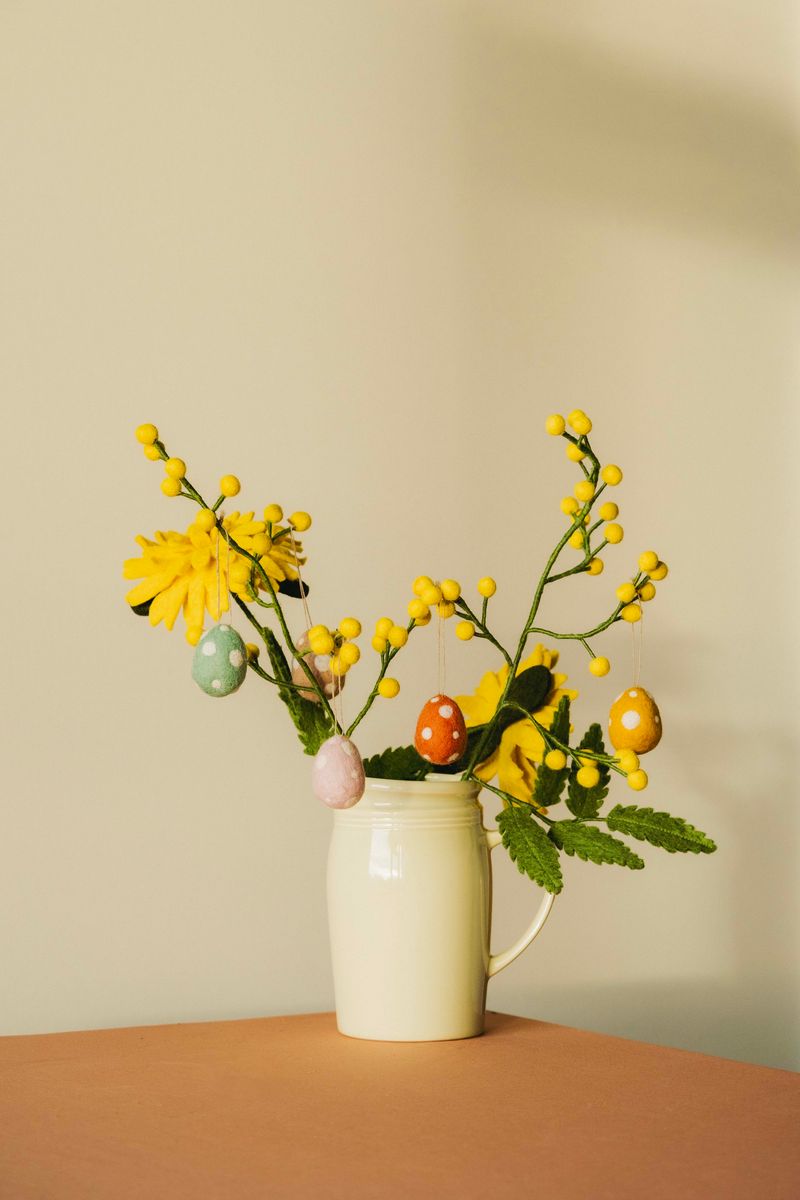 Ullfilt Stilk m.stor blomst, Gul