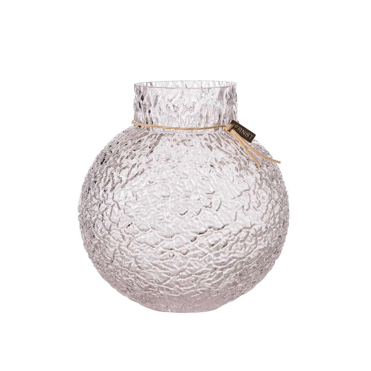 Vase - Glass H22cm,  Mønstret Struktur